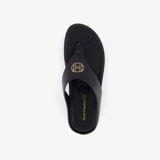 Dames teenslippers sleehak zwart