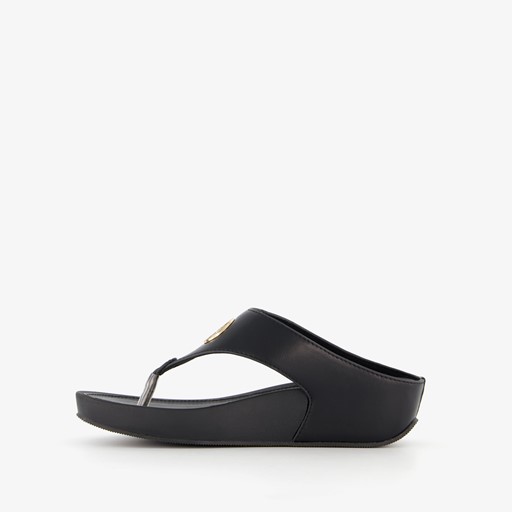 Dames teenslippers sleehak zwart