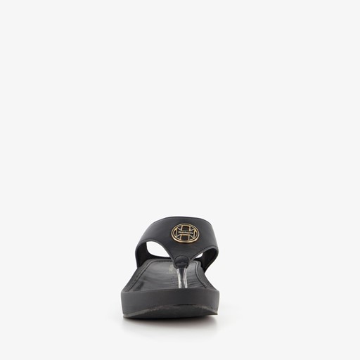 Dames teenslippers sleehak zwart