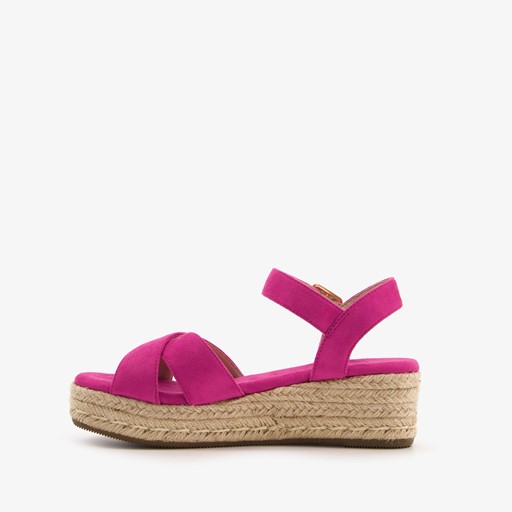 Espadrilles met sleehak fuchsia roze