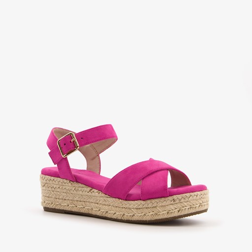Espadrilles met sleehak fuchsia roze