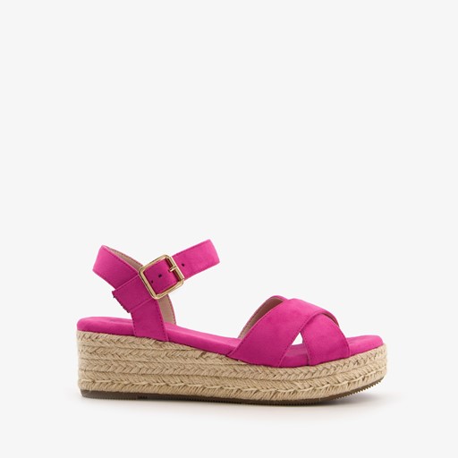 Espadrilles met sleehak fuchsia roze