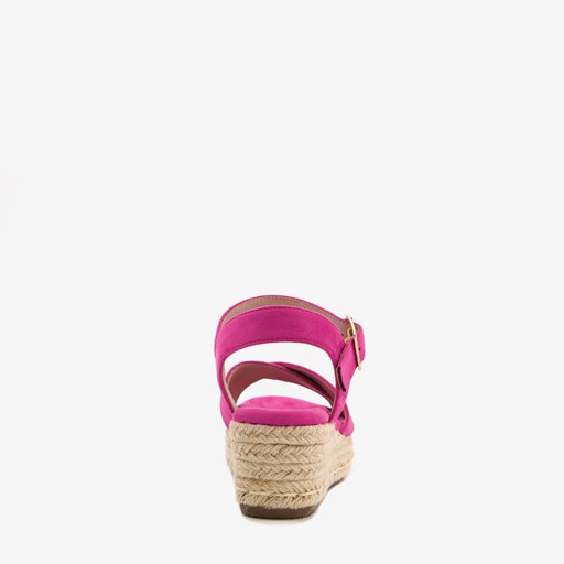 Espadrilles met sleehak fuchsia roze