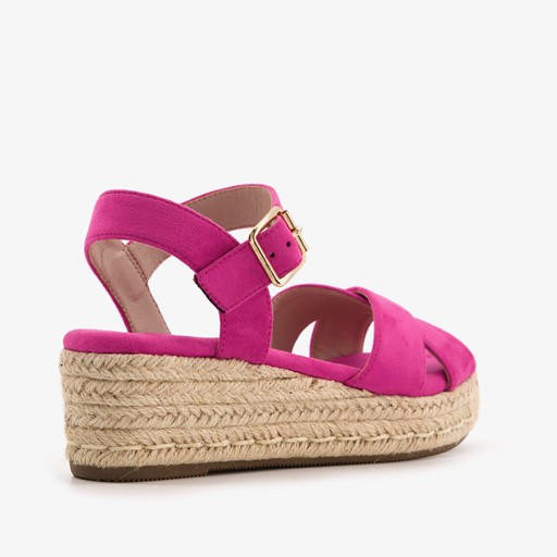 Espadrilles met sleehak fuchsia roze