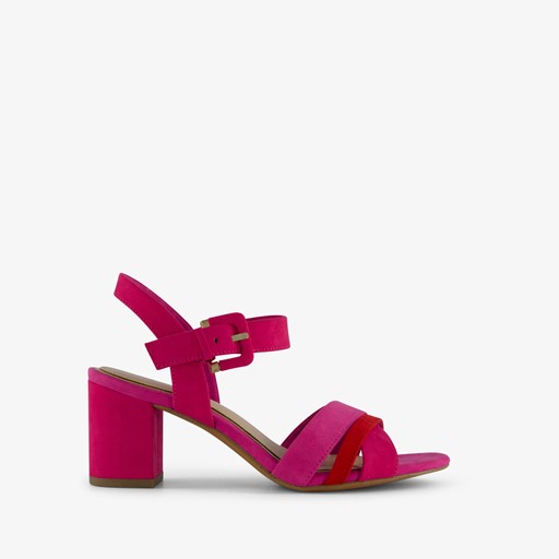 Dames sandalen met hak roze rood