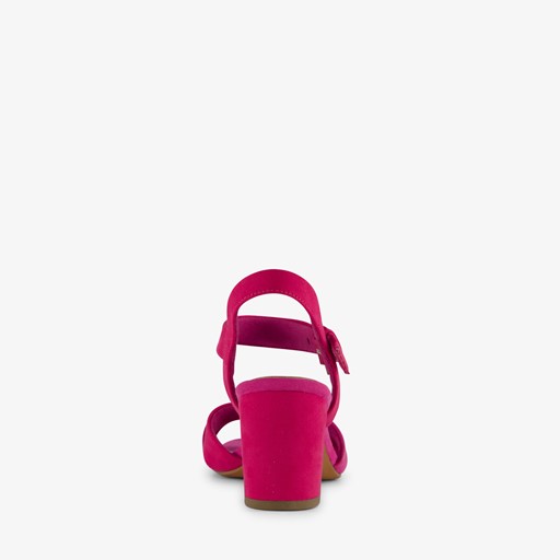 Dames sandalen met hak roze rood