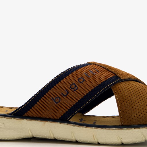 Leren slippers met leren voetbed cognac