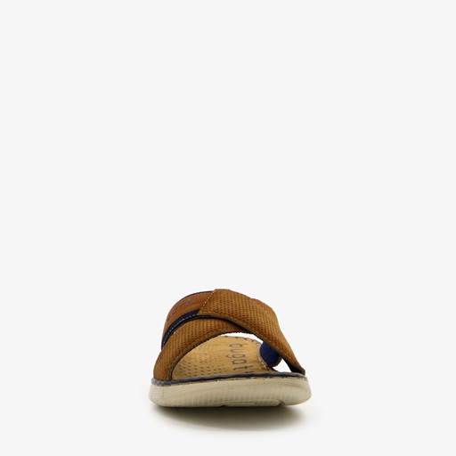 Leren slippers met leren voetbed cognac