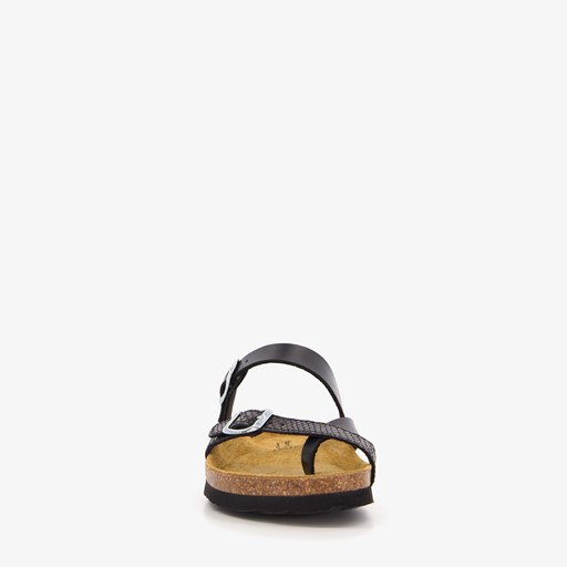 Dames bio slippers croco zwart