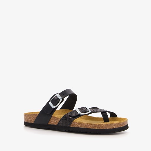 Dames bio slippers croco zwart
