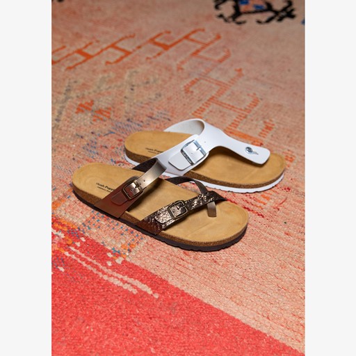 Dames bio slippers croco brons