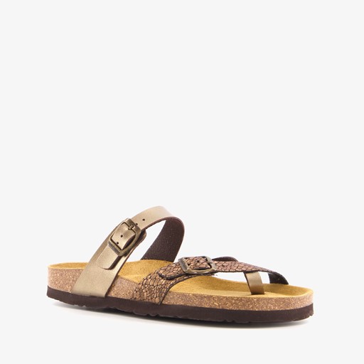 Dames bio slippers croco brons