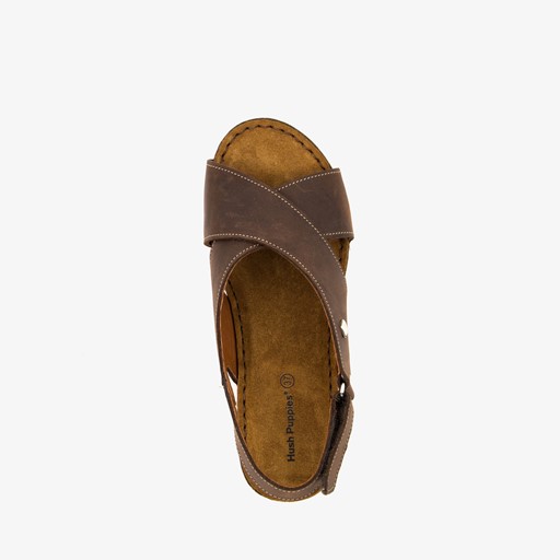 Leren dames sleehak sandalen bruin