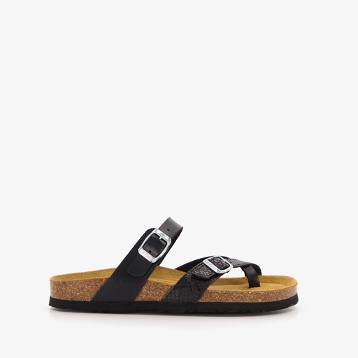 Dames bio slippers croco zwart