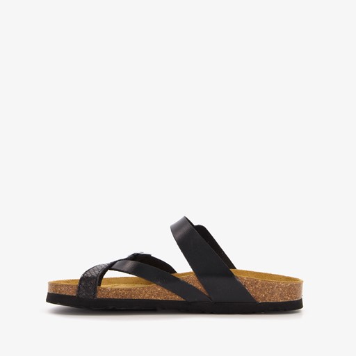 Dames bio slippers croco zwart