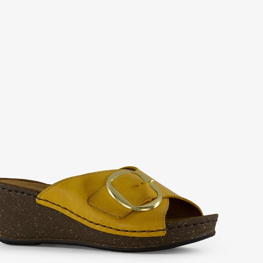 Leren dames sandalen geel