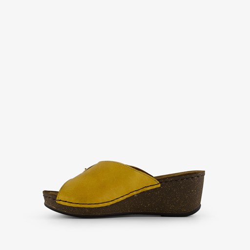 Leren dames sandalen geel
