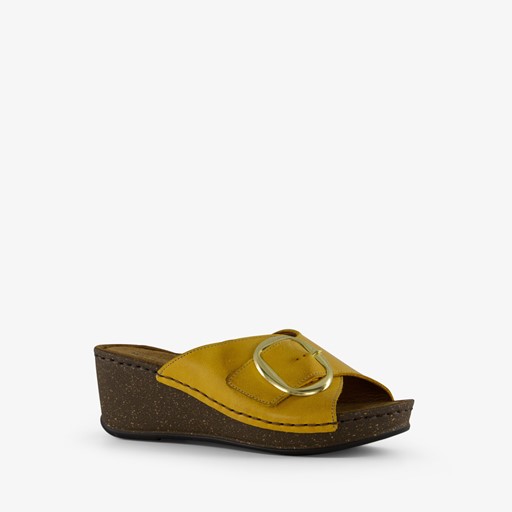 Leren dames sandalen geel