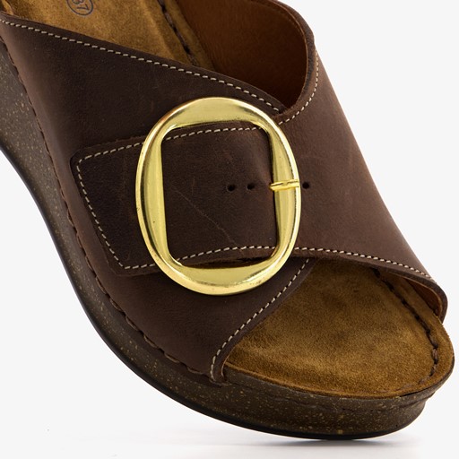 Leren dames sandalen bruin