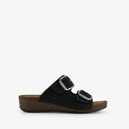 Leren dames sandalen zwart