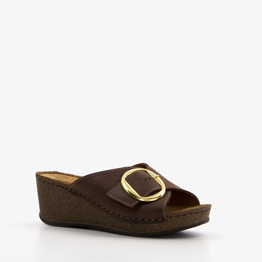 Leren dames sandalen bruin