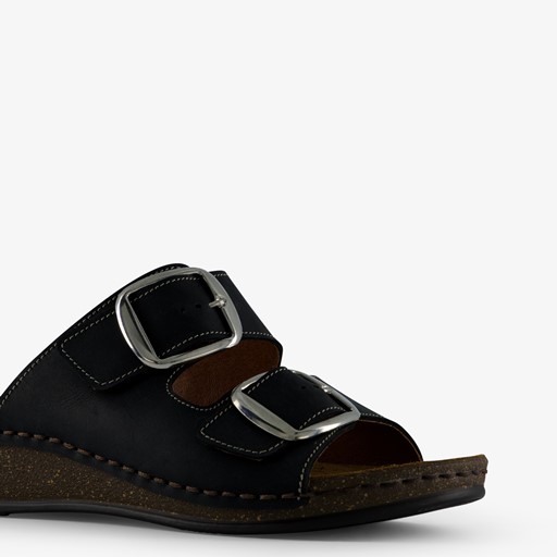 Leren dames sandalen zwart