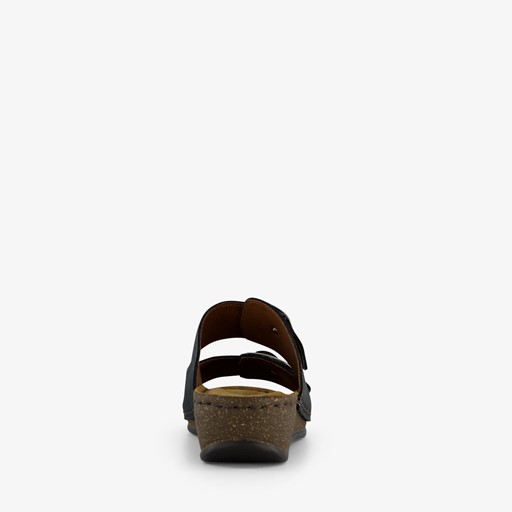 Leren dames sandalen zwart