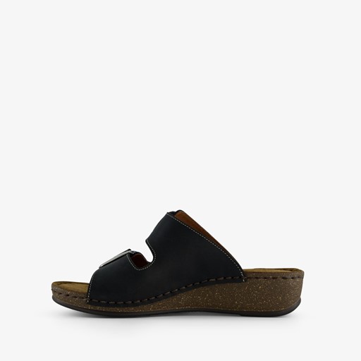 Leren dames sandalen zwart