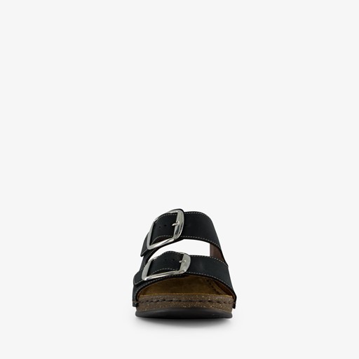 Leren dames sandalen zwart