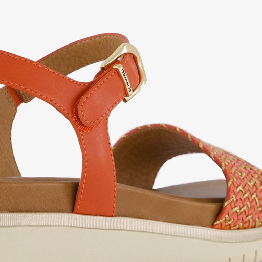 Dames sandalen oranje goud