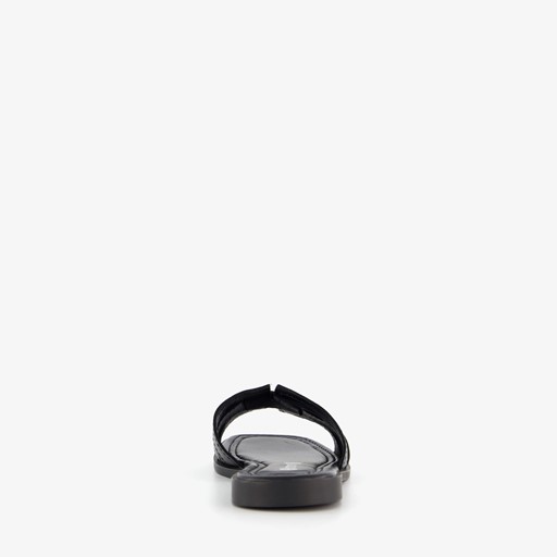 Leren dames slippers zwart