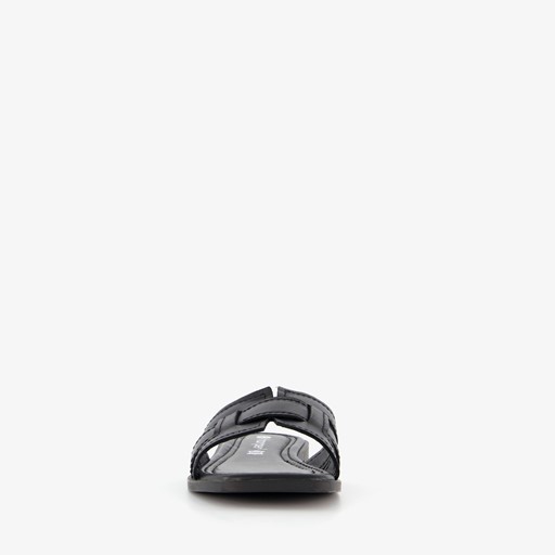 Leren dames slippers zwart