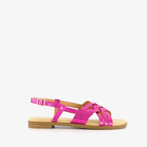 Metallic dames sandalen fuchsia roze