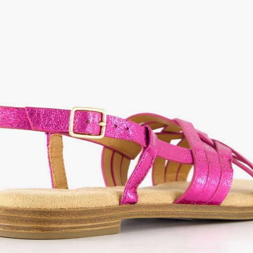 Metallic dames sandalen fuchsia roze