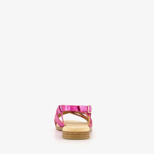 Metallic dames sandalen fuchsia roze