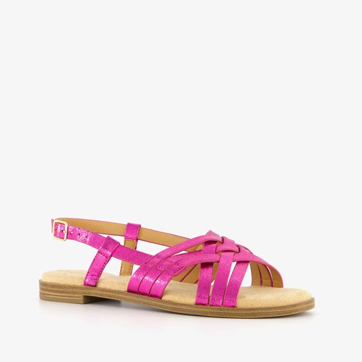 Metallic dames sandalen fuchsia roze