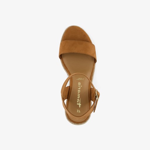 Dames espadrilles met sleehak cognac