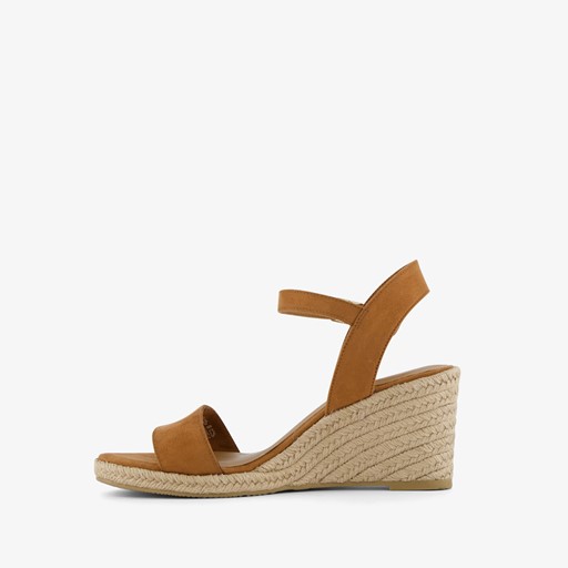 Dames espadrilles met sleehak cognac