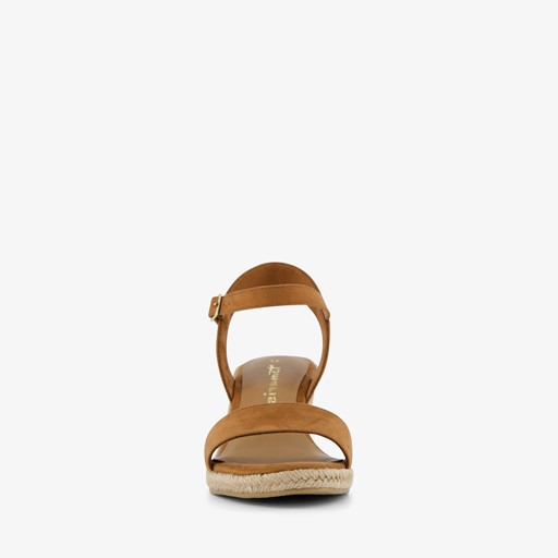 Dames espadrilles met sleehak cognac