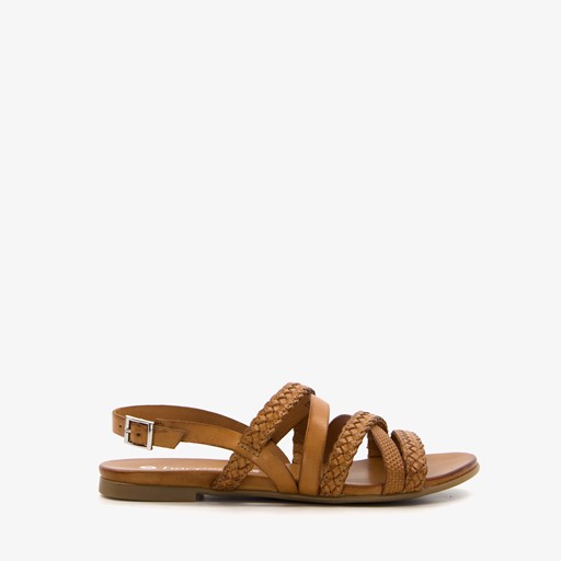 Leren sandalen gevlochten bandje bruin