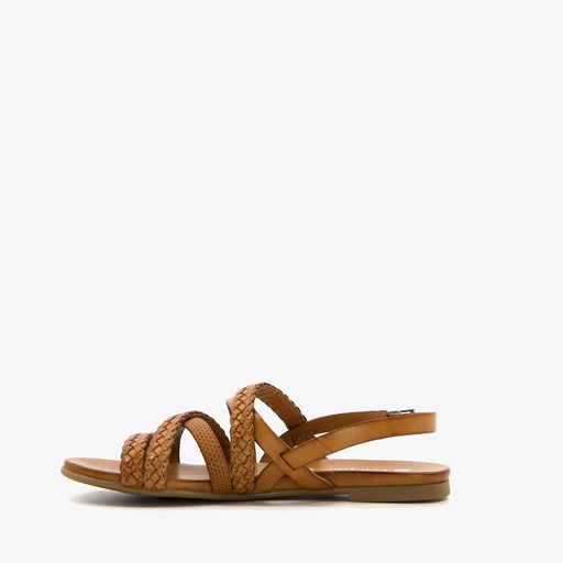 Leren sandalen gevlochten bandje bruin