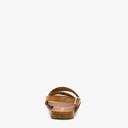 Leren sandalen gevlochten bandje bruin
