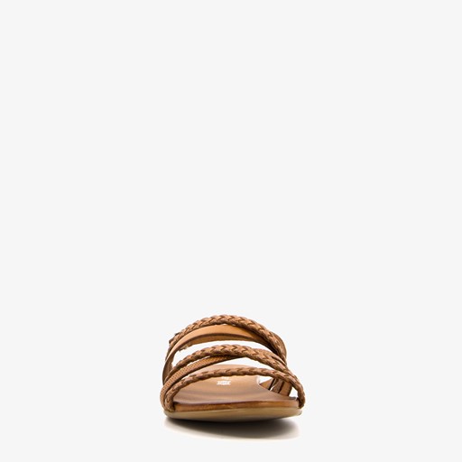 Leren sandalen gevlochten bandje bruin