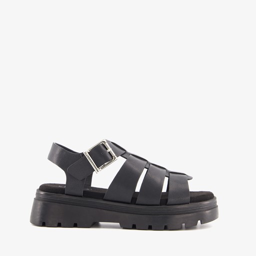 Dames vissers sandalen zwart