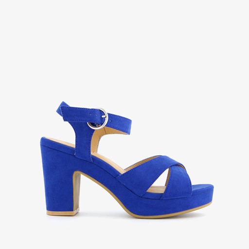 Dames sandalen met hak kobalt blauw