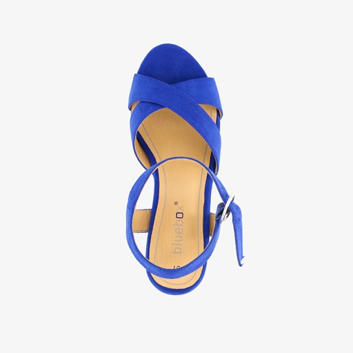 Dames sandalen met hak kobalt blauw