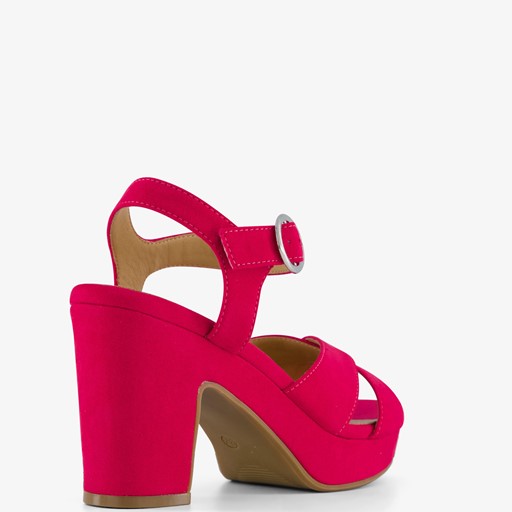 Dames sandalen met hak fuchsia roze