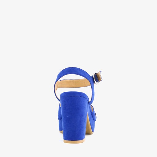 Dames sandalen met hak kobalt blauw