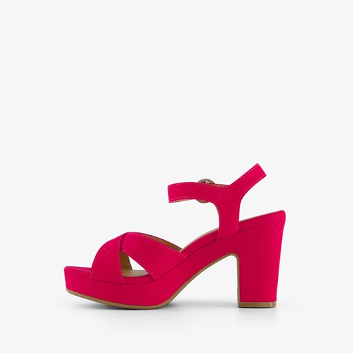 Dames sandalen met hak fuchsia roze