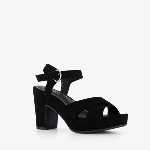 Dames sandalen met hak zwart